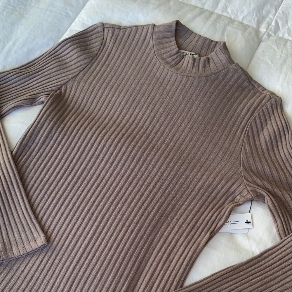 Liverpool Ribbed Long Sleeve Sweater,SM